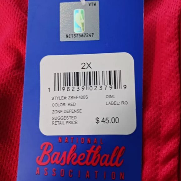 NBA CLASSIC BASKETBALL Shorts -At The Knee- Drawstring elastic waist Red Sz 2XL - Picture 13 of 13